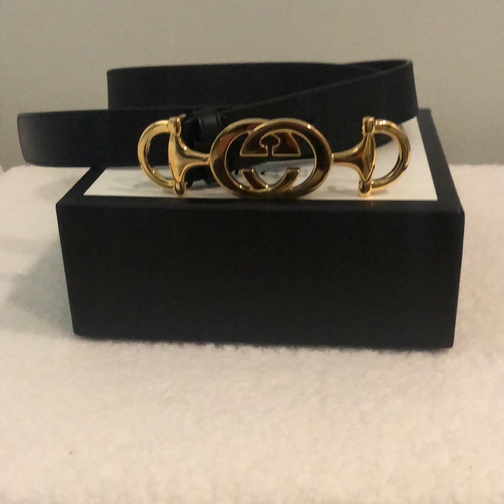 Gucci Black and Gold Women's Belt